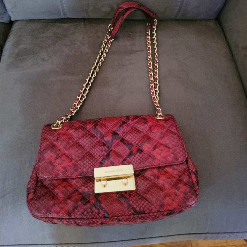 Michael Kors Red Snake Pattern Shoulder Bag